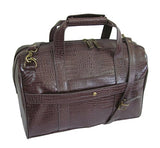 Amerileather Leather Croco-Print Three Piece Set Traveler on Spinner Wheels (#8603-4) (Dark Brown)