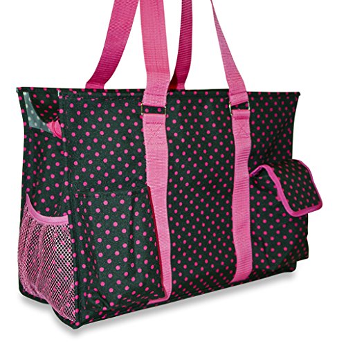 Black Pink Polka Dots Tote Bag
