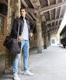 Polare Mens Vintage Leather Duffel Overnight Travel Duffle Weekender Bag (X-Large 23.2'')