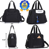 Nylon Travel Tote Cross-body Carry On Bag with shoulder strap (Black)