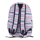 Damara Womens Colorful Stripes Patterned Canvas Backpack,Blue