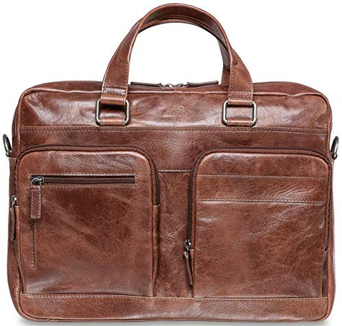 Mancini Double Compartment 15.6" Laptop/Tablet Briefcase in Brown