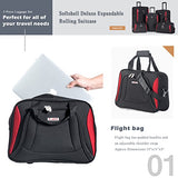 Flieks 5 Piece Luggage Set Deluxe Expandable Rolling Suitcase (black&red)