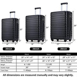 Hardshell Luggage Sets 3 PCS Spinner Suitcase with Tsa Lock Lightweight Black