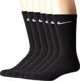 NIKE Unisex Performance Cushion Crew Socks with Band (6 Pairs), Black/White, Large