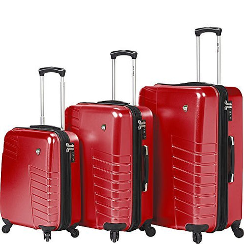 Mia Toro Mondavio Hardside Spinner Luggage 3 Piece Set, Red