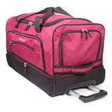 Dejuno 28" Lightweight Denim Drop Bottom Rolling Duffel Bag-Burgundy, One Size