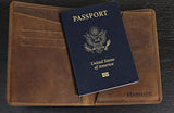 RFID Blocking Passport Holder Travel Wallet - Genuine Crazy Horse Leather