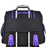 Olympia Deluxe Fashion Rolling Overnighter, Black/Purple, One Size