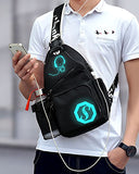 Mens Womens Luminous Sling Bag with USB Charging Port