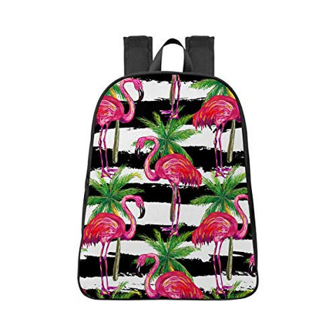 InterestPrint Tropical Flamingo and Palm TRE Lightweight Durable Daypack School Backpack