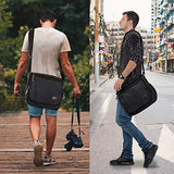 Modoker Messenger Bag for Men Women, 13 Inches Laptop Satchel Bags, Canvas Shoulder Bag with Bottle Pocket, Black
