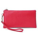 BOBILIKE Women's RFID Blocking Leather Wallets Credit Card Cash Holder Clutch Wristlet, Rose Red
