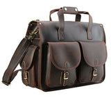 Polare 17" Vintage Full Grain Leather Messenger Bag For Laptop Briefcase Satchel Bag