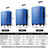 Hardshell Luggage Sets 3 PCS Spinner Suitcase with Tsa Lock Lightweight Blue