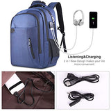 KUSOOFA Laptop Backpack with USB Charging Port Headphone Interface，Water Resistant College School