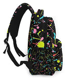 Multi leisure backpack,Neon Splatter Pattern, travel sports School bag for adult youth College Students