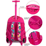 Yexin Kids Print Pattern Trolley Schoolbag - Waterproof Wheeled Rolling Backpack For Girls And Boys