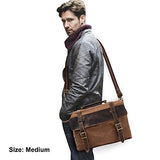 S-Zone Vintage Canvas Genuine Leather Messenger Traveling Briefcase Shoulder Laptop Bag