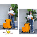 LYNICESHOP 20" Kids Suitcase Luggage Kids Ride On Suitcase Children travel suitcase with Sturdy Spinner Wheels, Good Idea for Kids School Suitcase Increase Travel Fun—Orange