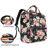 BRINCH Laptop Backpack 15.6 Inch Wide Open Computer Backpack Laptop Bag College Rucksack Water Resistant Business Travel Backpack Multipurpose Daypack with USB Charging Port for Women Girls, Peony