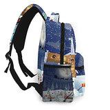Multi leisure backpack,Christmas Winter Season Snowman Christmas Tre, travel sports School bag for adult youth College Students