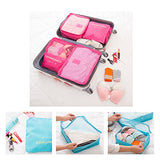 Pack of 6 Packing Cubes-Compression Travel Luggage Organizer-Travel Clothe Storage Bag-Travel Mesh Pouch -Laundry Bag-Travel Packing Organizer-Shoe Bag (Light Blue )