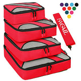 BAGAIL 4 Set Packing Cubes,Travel Luggage Packing Organizers with Laundry Bag Red