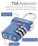 Fosmon TSA Approved Luggage Locks, (4 Pack) Open Alert Indicator 3 Digit Combination Padlock Codes with Alloy Body and Release Button for Travel Bag, Suit Case & Luggage - Blue, Pink, Silver, Black