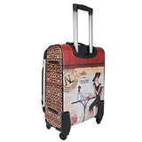 Nicole Lee Women'S 20" 4 Wheels Expandable Carry-On Luggage Beige Time Print, Coffee