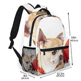 Multi leisure backpack,Pomeranian And Shihuahua Dog With Red Love On, travel sports School bag for adult youth College Students