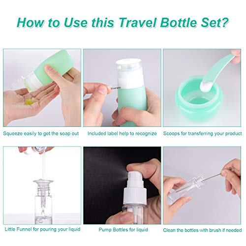 Geice Bouteilles de voyage pour articles de toilette 8 pack, Tsa Geice Bouteilles de voyage pour articles de toilette 8 pack, Tsa