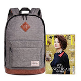 HEXIN Grey Water Repellent Canvas Collapsible Rucksack 15 inch Computer Bag Pack