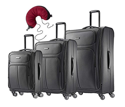 Samsonite Leverage LTE 4 Piece Bundle | 20", 25", 29", Travel Pillow (Charcoal)