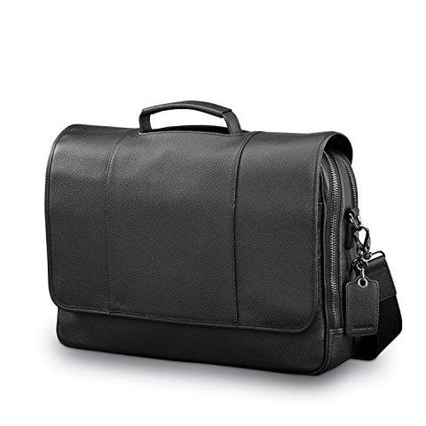 Samsonite Mens Leather Classic Flap Briefcase Black