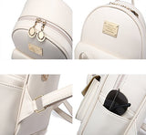 Pincnel Girls Bowknot Cute Leather Backpack Mini Shoulder Bag Backpack Purse For Women, Beige