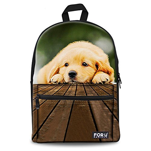 Bigcardesigns Cute Animal Pet Dog Backpack – Canvas, Laptop Compartment, School & Travel Bookbag