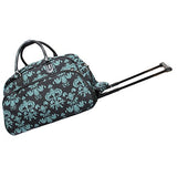 World Traveler 21 Inch Rolling Duffel Bag, Black Blue Damask, One Size