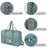 Wandf Foldable Travel Duffel Bag Luggage Sports Gym Water Resistant Nylon (E-Denim Green with Strap)