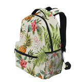 LORVIES Tropical Flowers With Pineapple Casual Backpack School Bag Travel Daypack