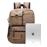 ABage Men's 15.6" Laptop Backpack College Book Bag Travel Daypack Canvas Rucksack, Black