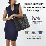 Fit & Fresh Metro-Tote 2 in 1 Quilted 15" Laptop Bag with Insulated Lunch Compartment, Black