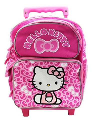 Hello Kitty Pink Fuzzy Patch Preschooler Rolling Backpack (12In)