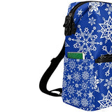 Colourlife Blue White Snowflakes Stylish Casual Shoulder Backpacks Laptop School Bags Travel