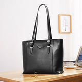 BOSTANTEN Women Briefcase Leather Laptop Tote Handbags 15.6" Computer Shoulder Bags Black