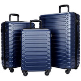 SHOWKOO 3 Piece Luggage Sets Expandable ABS Hardshell Hardside Lightweight Durable Spinner Wheels Suitcase with TSA Lock (Deep blue)
