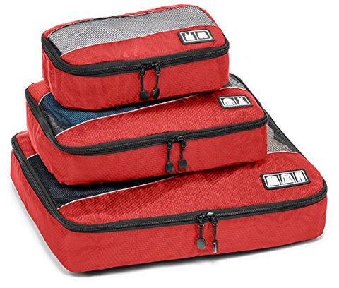 Premium 3pc Travel Orgenizer Packing Cube Set (Red)