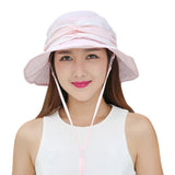 Fakeface Women Hunting Hats 360 Degrees Anti-UV Foldable Wide Brim Visor Summer Sun Hat Cap Lightweight Breathable Hiking Camping Fishing Cycling Bucket Hat Topee UV50+ Pink
