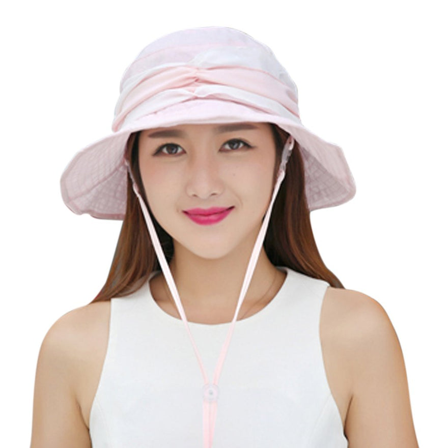 Fakeface Women Hunting Hats 360 Degrees Anti-UV Foldable Wide Brim Visor Summer Sun Hat Cap Lightweight Breathable Hiking Camping Fishing Cycling Bucket Hat Topee UV50+ Pink