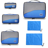 Packing Cubes for Travel Compression Accessories - Luggage Carry on Suitcases - Large Packing Organizers 6 Set - Waterproof Tote Mesh Bags Gear Shoe & Toiletry Bag for Weekend,Business,Camping,Hiking